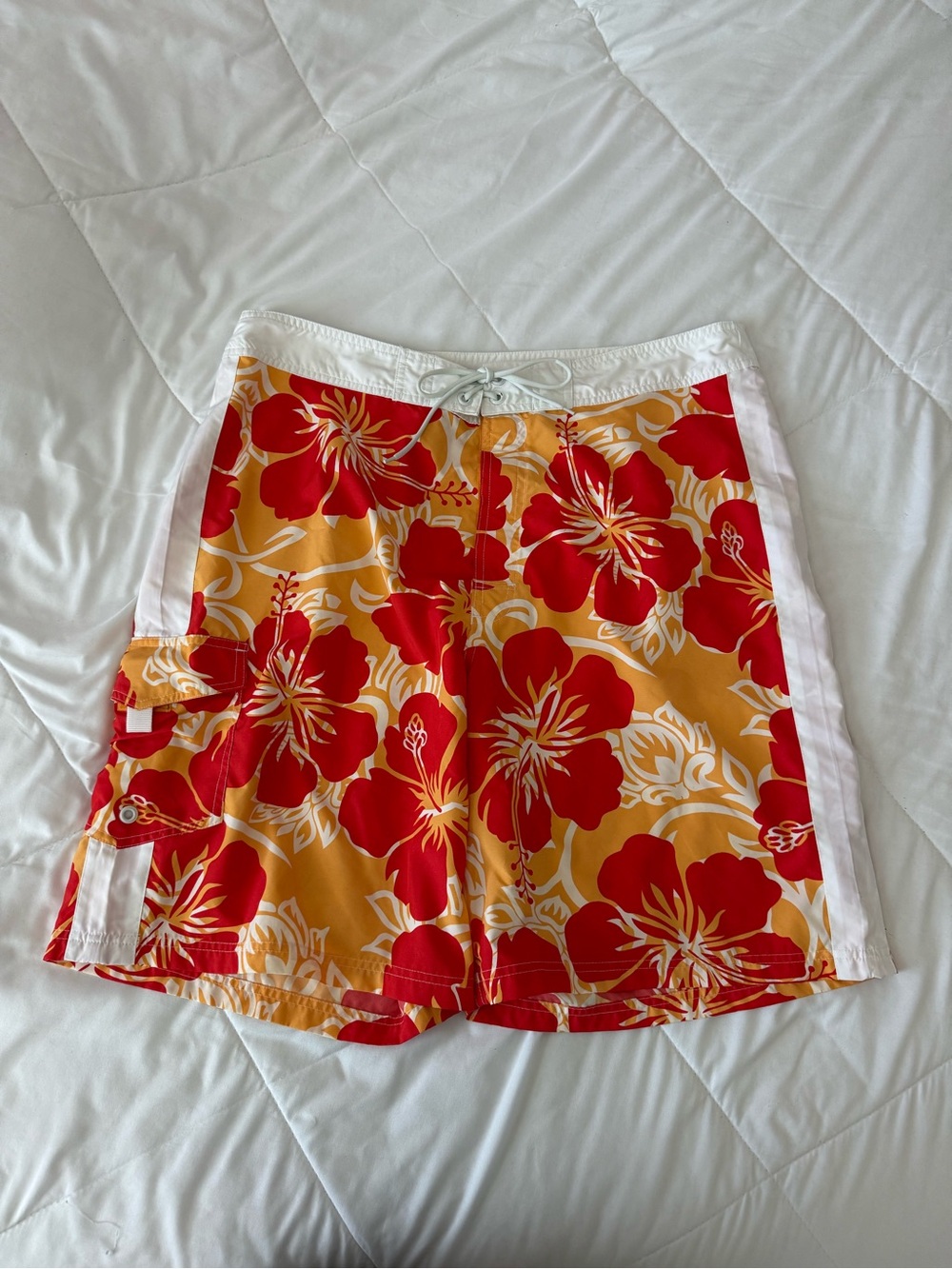 Mens Vintage Sideout Hawaiian Print Board Shorts